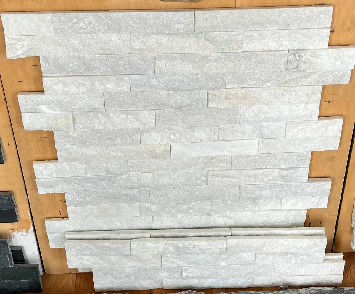White Quartzite spilt face cladding tiles - Image 1