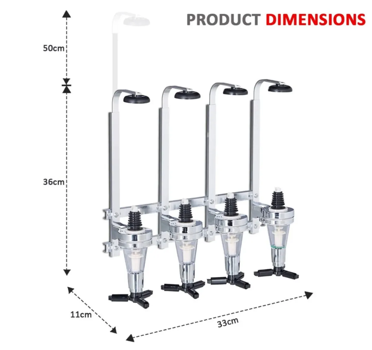 4 Bottle Wall Mounted Optic Dispenser Home Bar NEW - Image 2