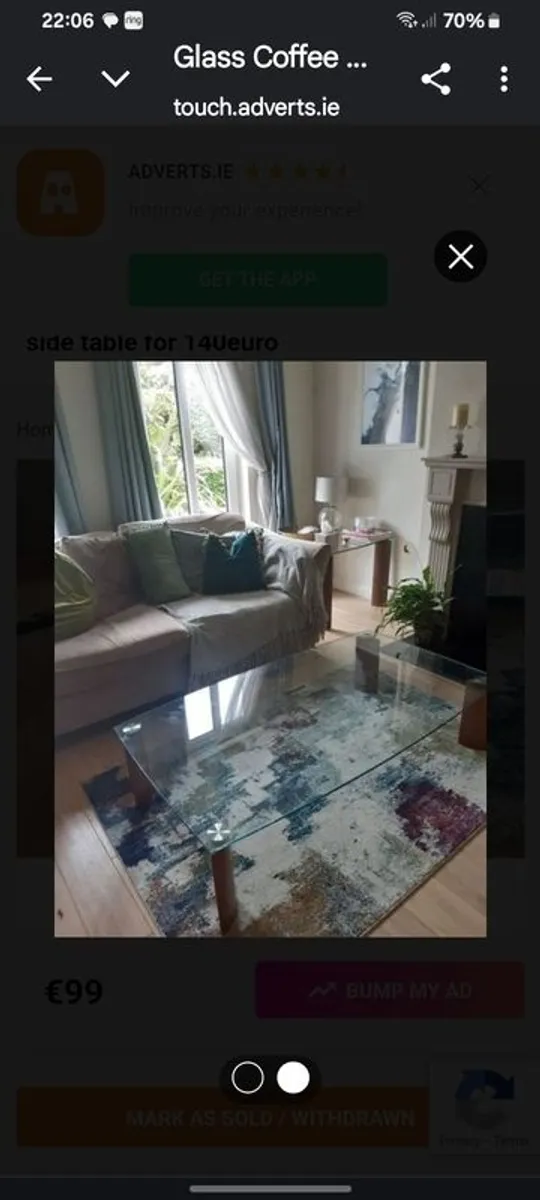 Large glass coffee table