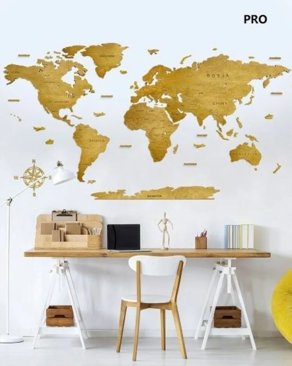 Wooden World Map Decoration - Image 1