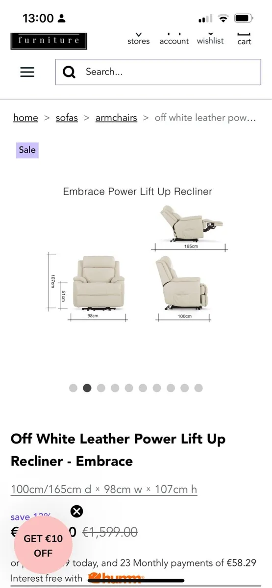 Leather Power lift up recliner - Image 4