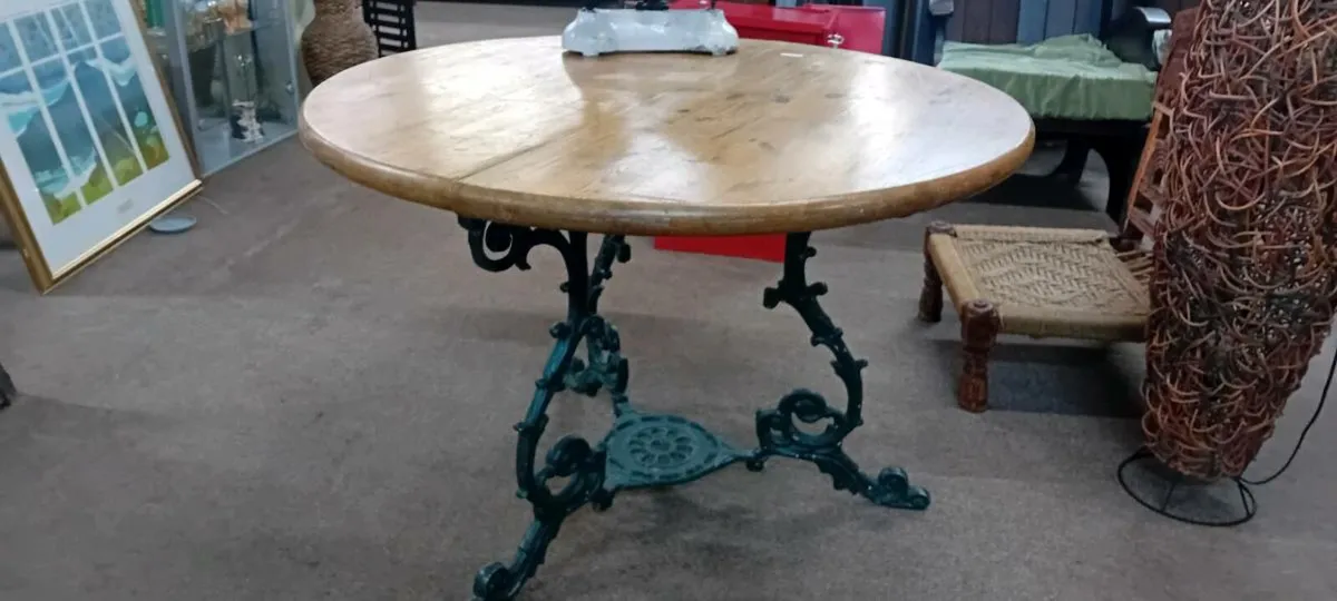Reproduction Cast Iron Base Dining Table - Image 1