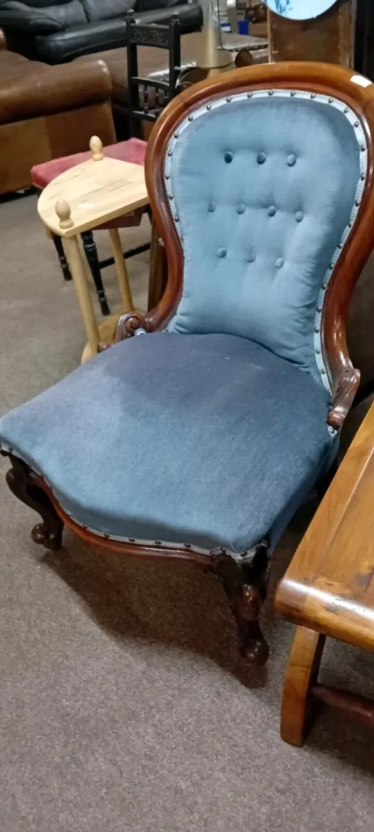 Victorian Mahogany Framed Slipper Chair - Image 1
