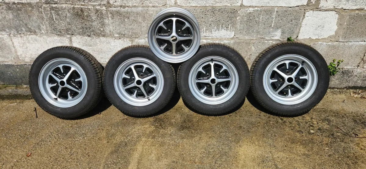 MG Midget Rostyle wheels/tyres. - Image 1