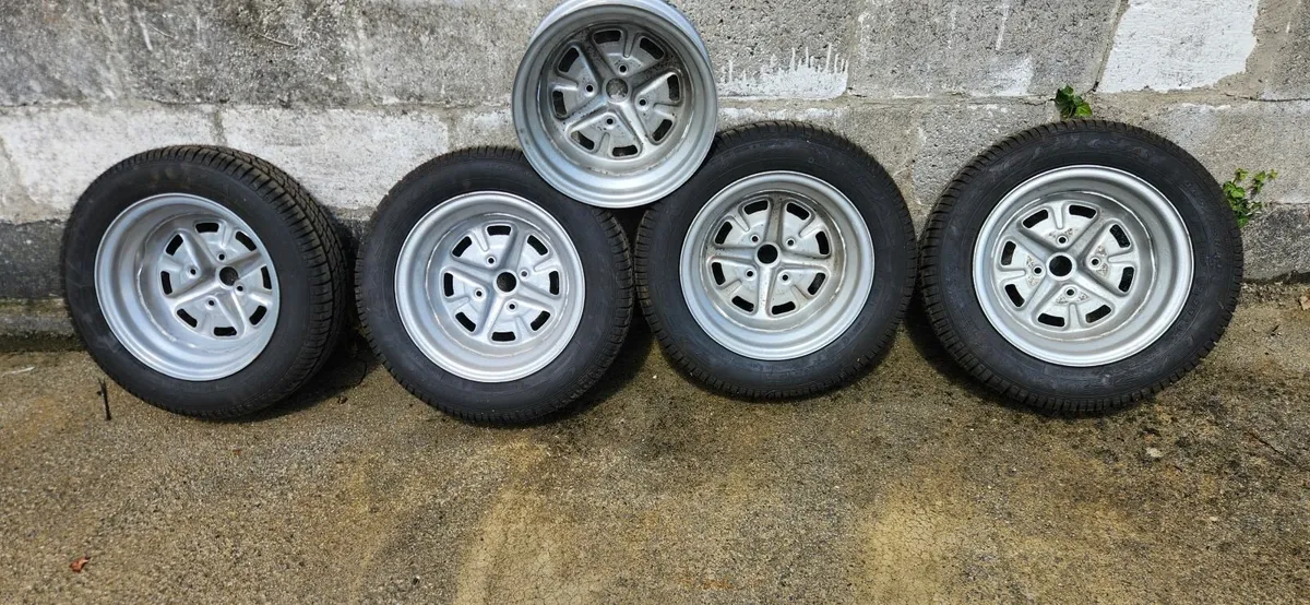 MG Midget Rostyle wheels/tyres. - Image 2