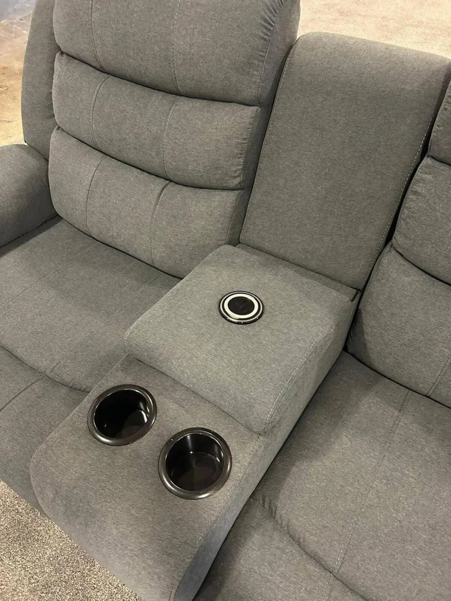New Roma Electric Fabric Recliner Sofa Set - Image 4