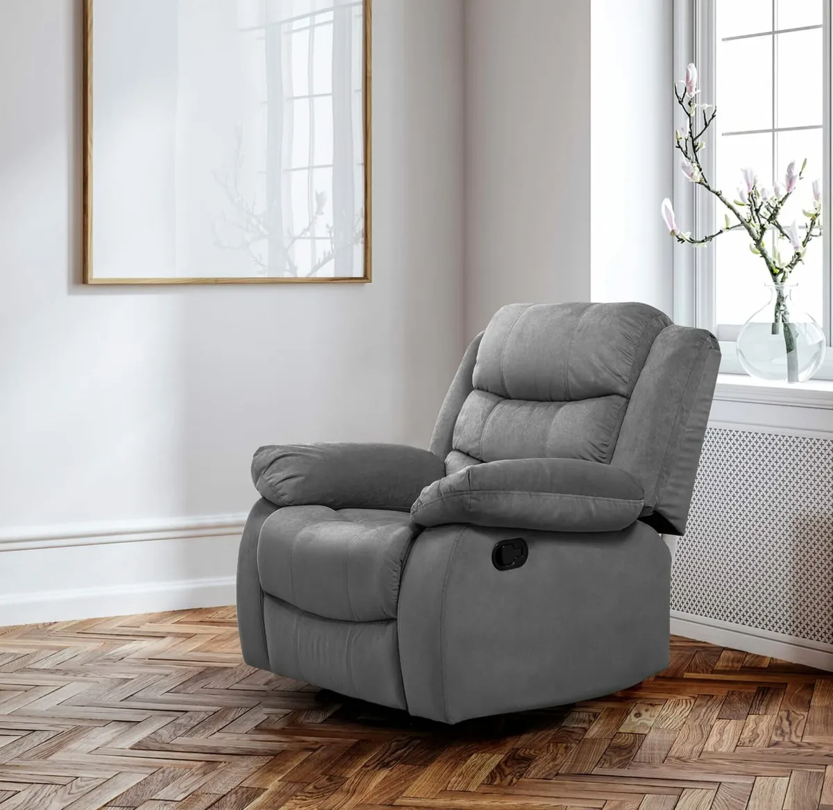 Grey Fabric Recliner Sofa – 1 Seater – Cozy Fit - Image 1