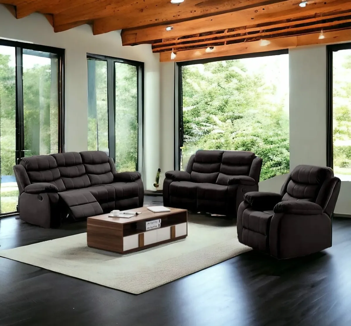 Brown Leather Recliner Sofa – 3 Seater – Premium - Image 4