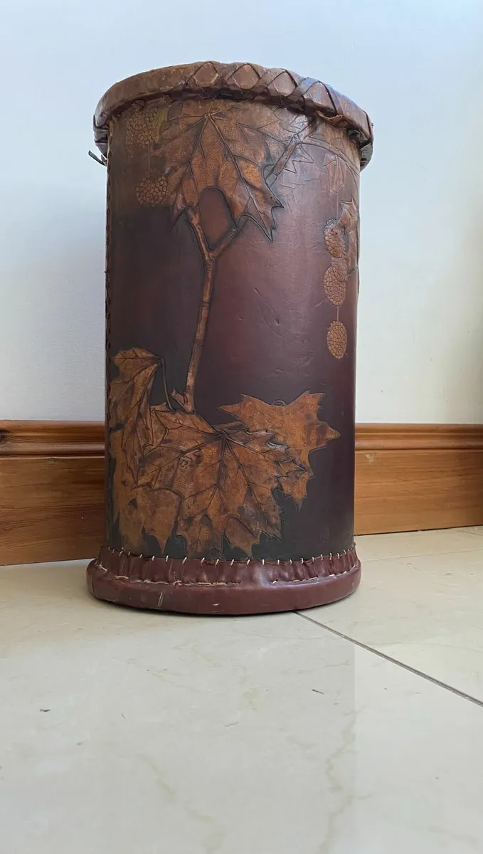 Antique c1910 Georg Hulbe Leather stick stand - Image 1