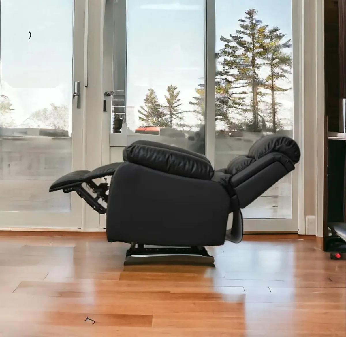 Black Leather Recliner Sofa – 1 Seater – Modern - Image 3