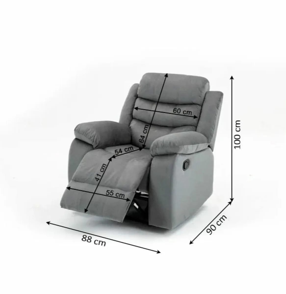 Grey Fabric Recliner Sofa – 1 Seater – Cozy Fit - Image 4