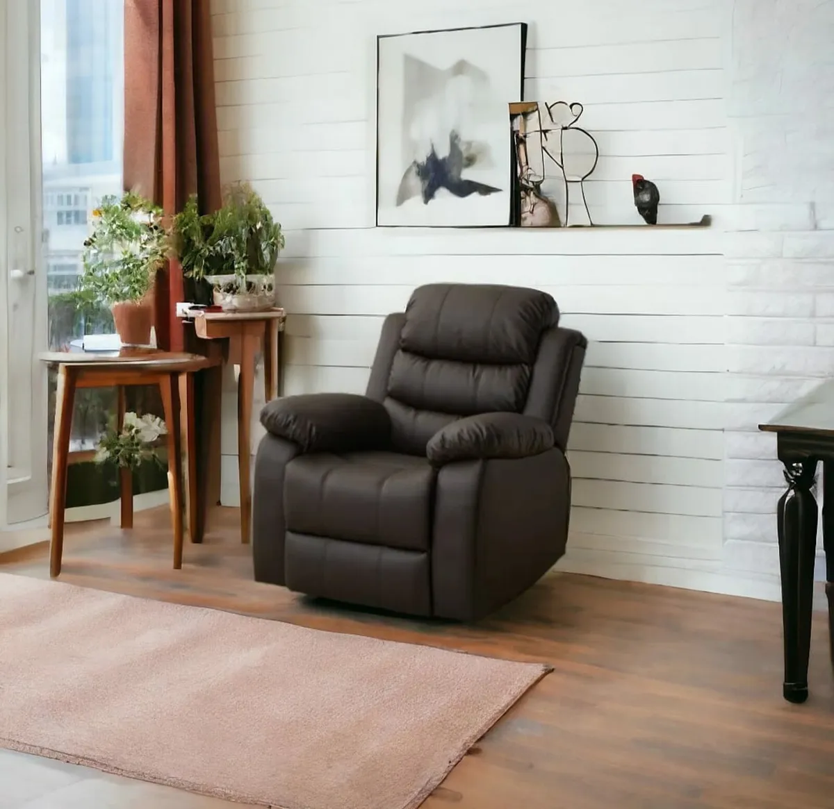 Brown Leather Recliner Sofa – 1 Seater – Compact - Image 4