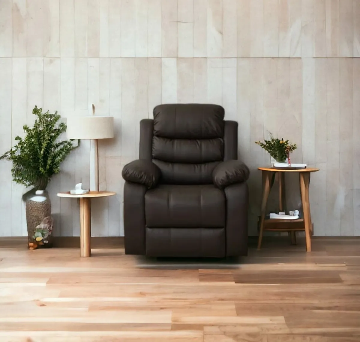 Black Leather Recliner Sofa – 1 Seater – Modern - Image 2