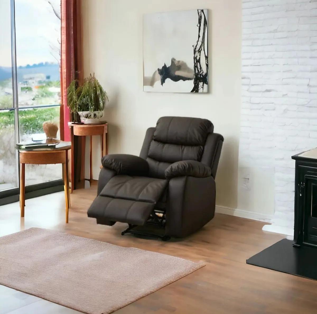 Black Leather Recliner Sofa – 1 Seater – Modern - Image 3