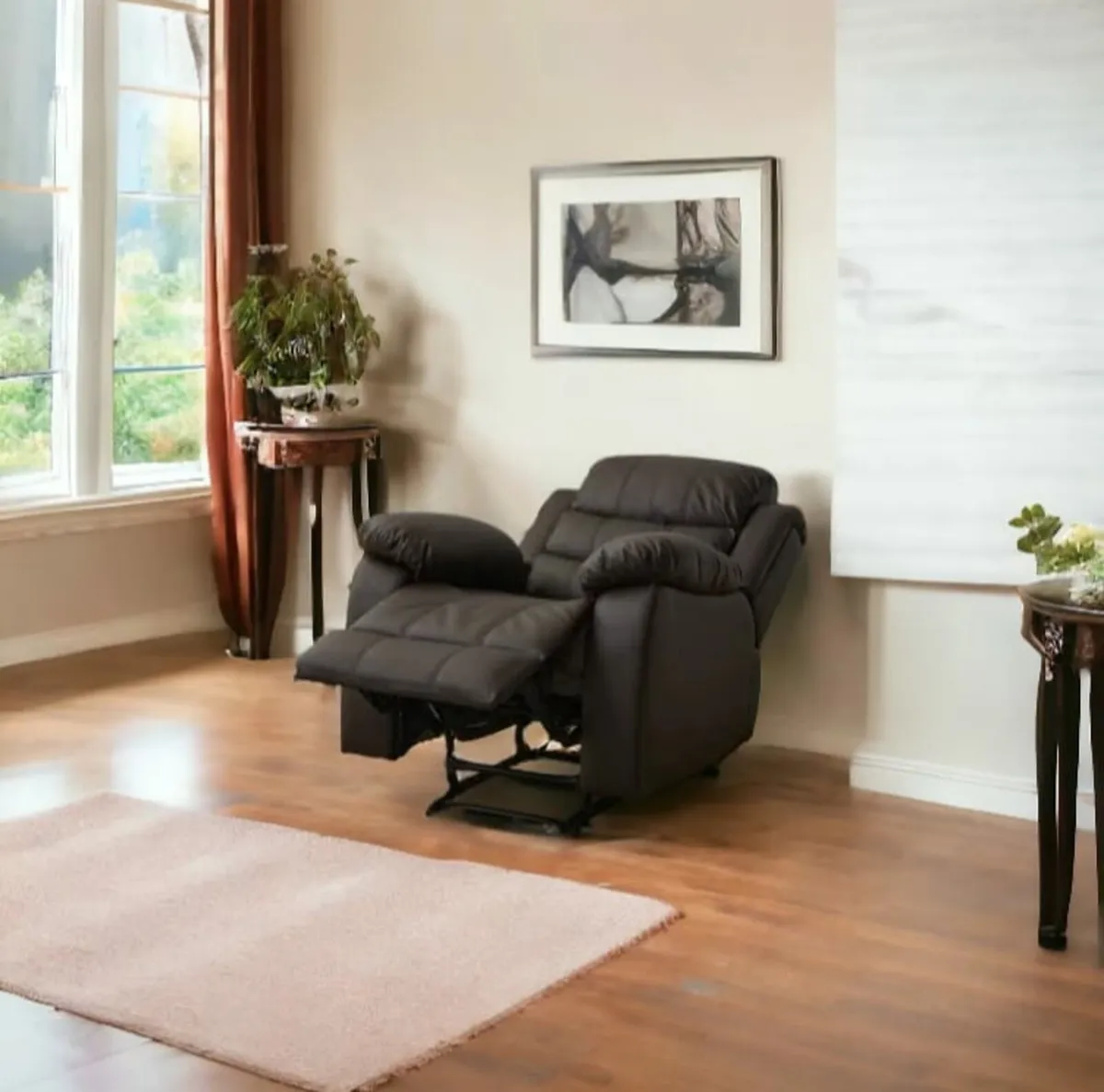 Black Leather Recliner Sofa – 1 Seater – Modern - Image 4