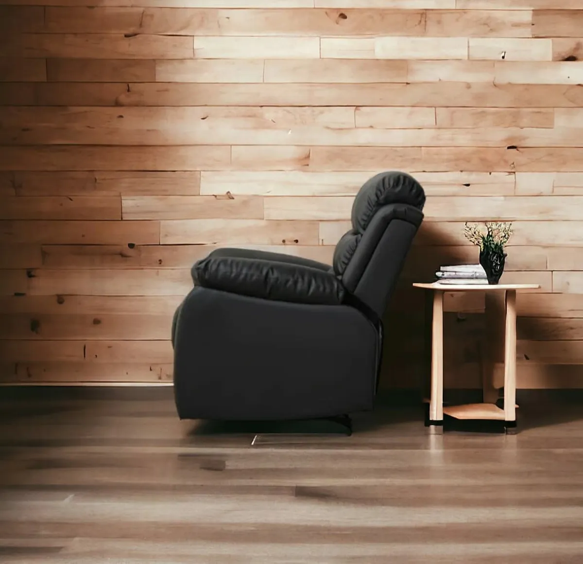 Black Leather Recliner Sofa – 1 Seater – Modern - Image 4