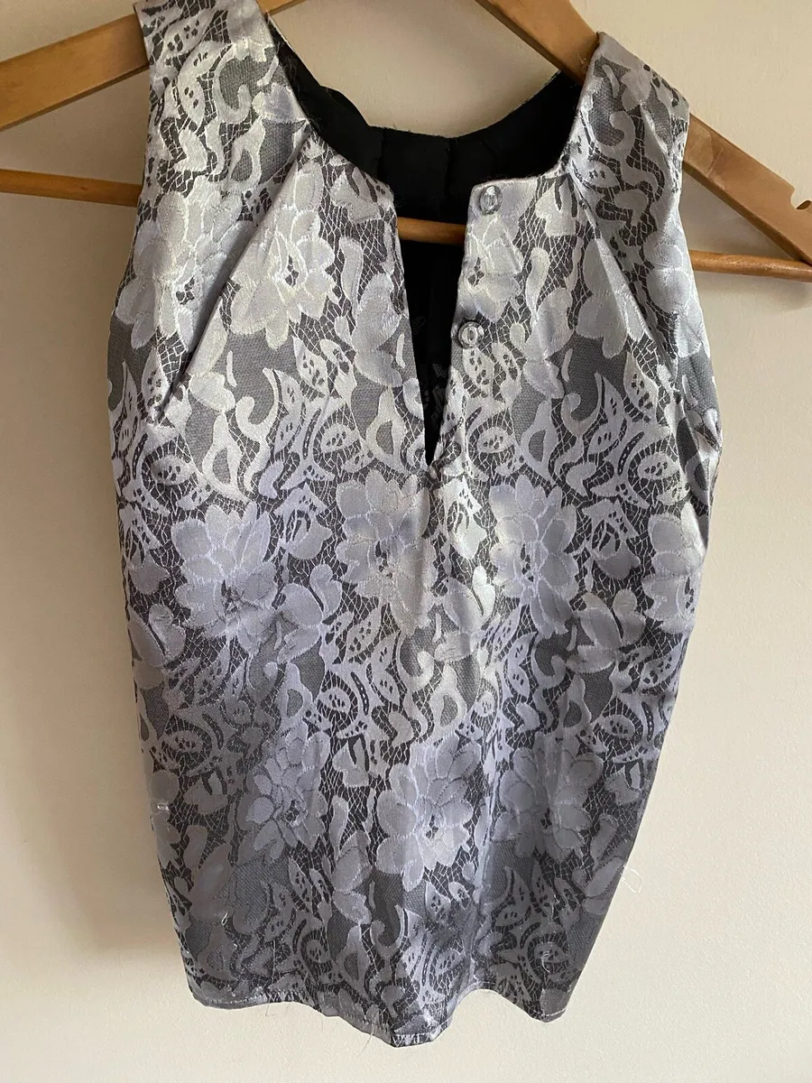 Girl’s Occasion Satin Black & Silver Elegant Top - Image 3