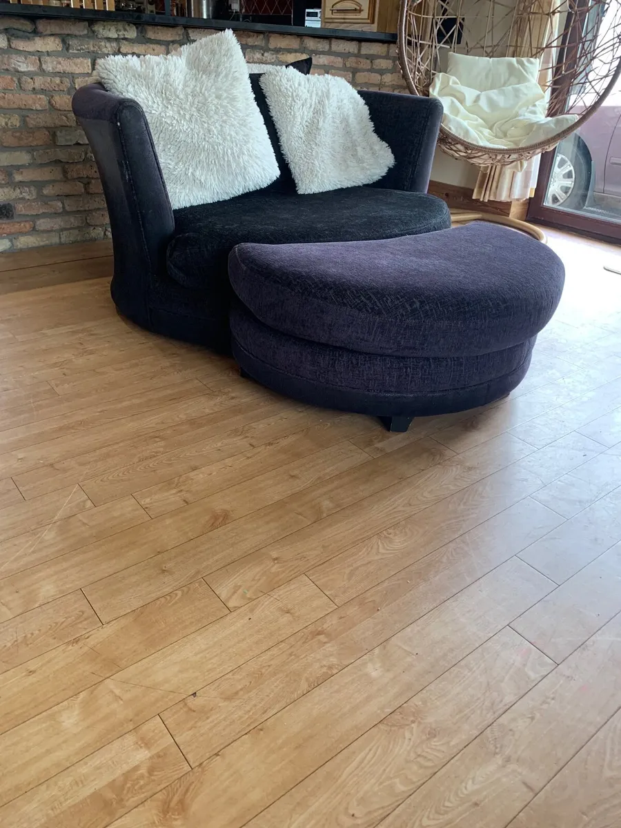 SWIVEL ARMCHAIR & FOOTSTOOL - Image 1