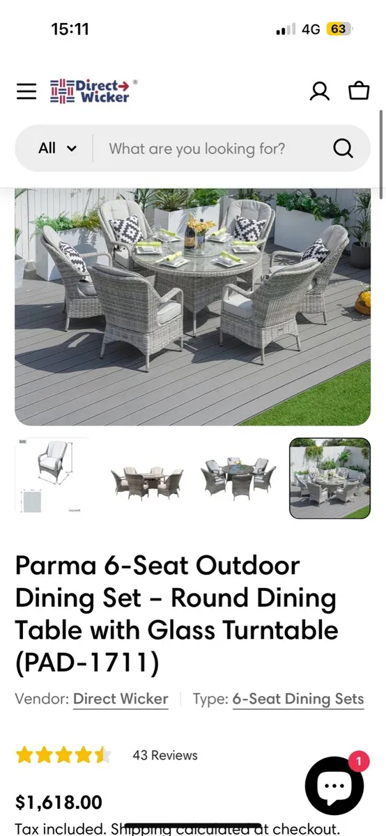 6 seat perma outdoor table and chairs - Image 1
