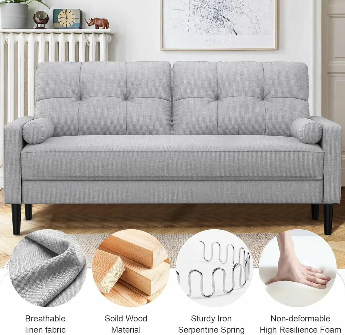 2 Seater Sofa, Modern Couch Home Office - Image 2