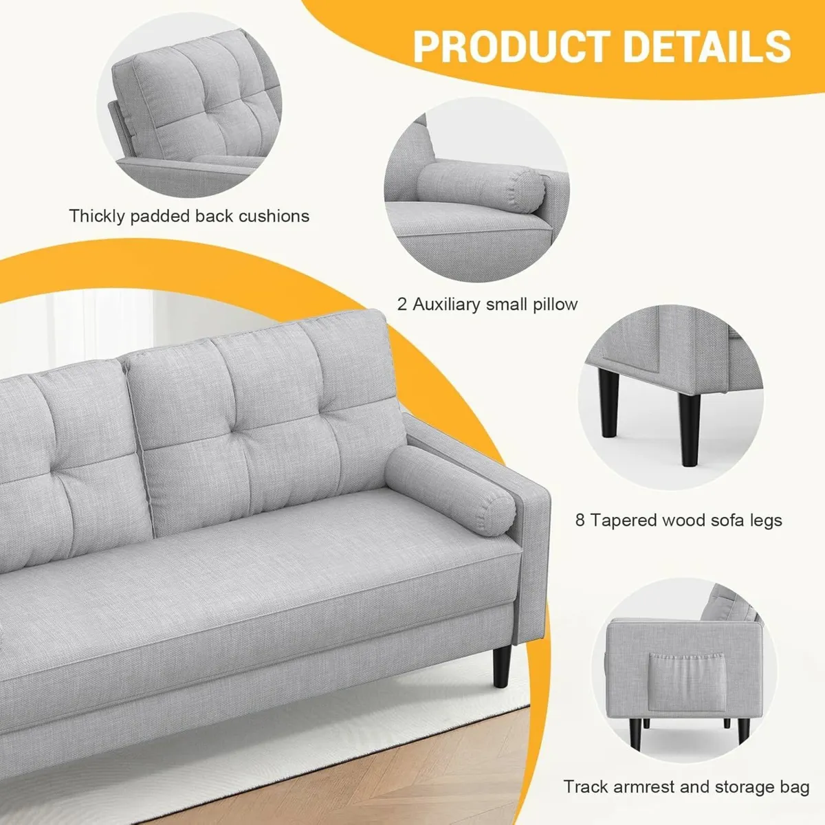 2 Seater Sofa, Modern Couch Home Office - Image 4