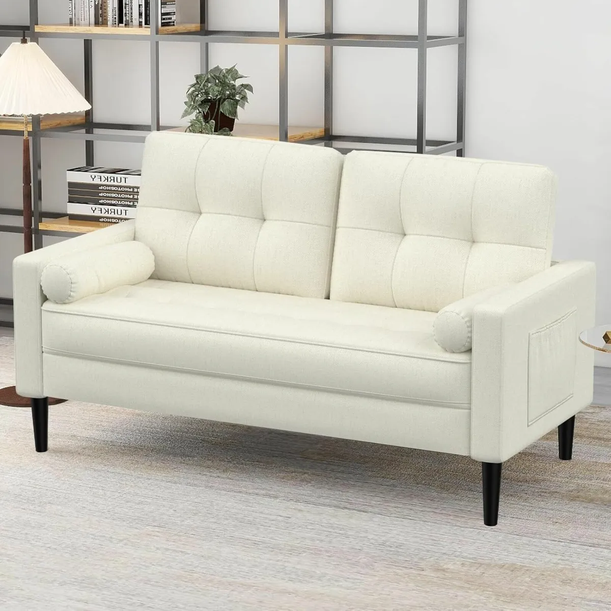 Sofa 2 Seater, Couch Comfy Apartment Beige - Image 4