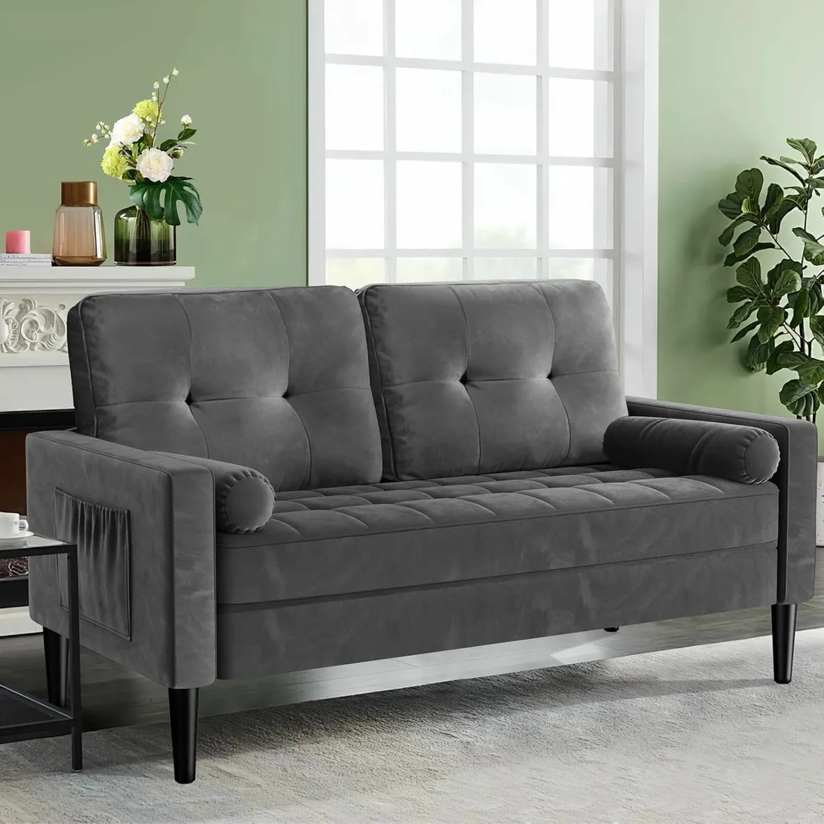 Sofa 2 Seater, Loveseat Sofa Couch Apartment Grey - Image 1