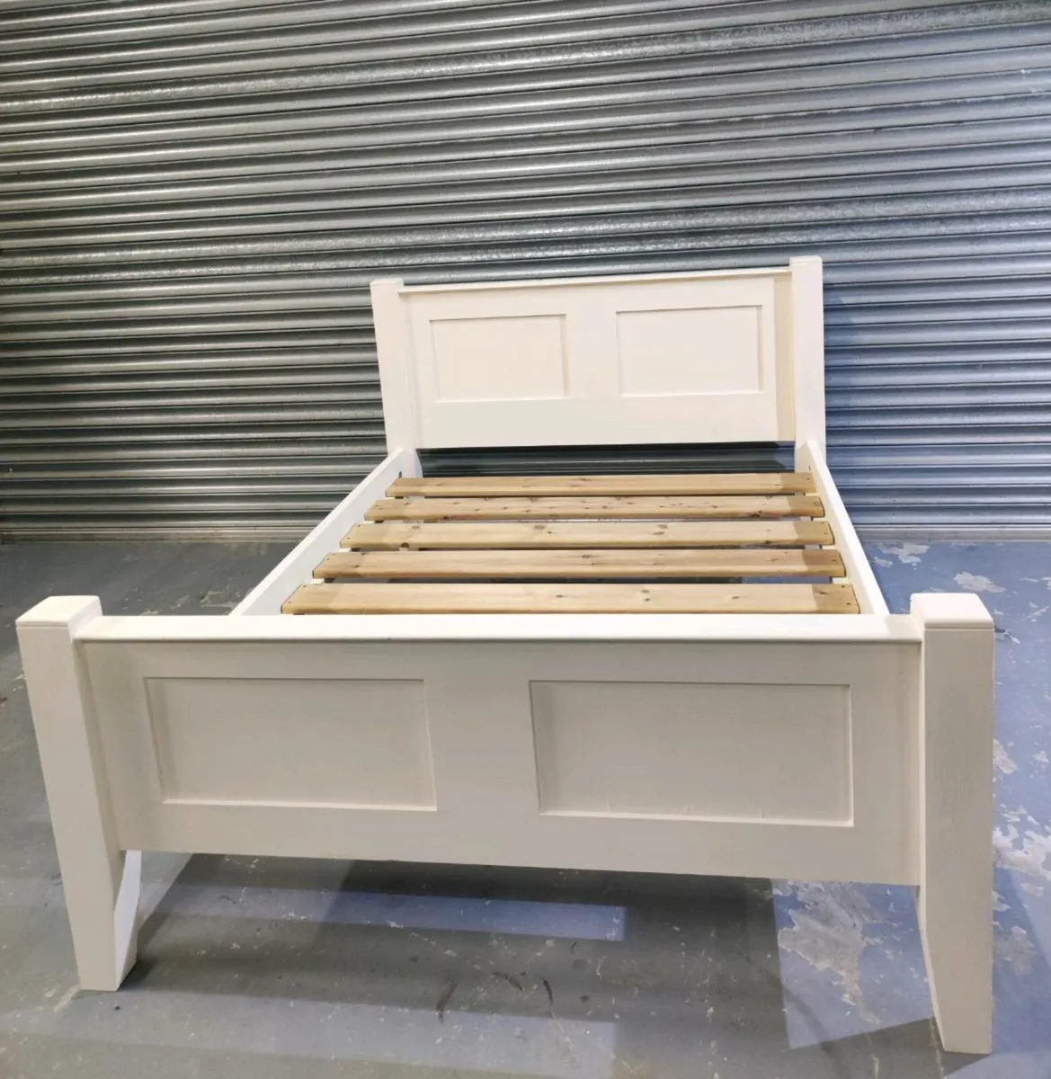 4ft6" solid ivory double bed frame *delivery - Image 2