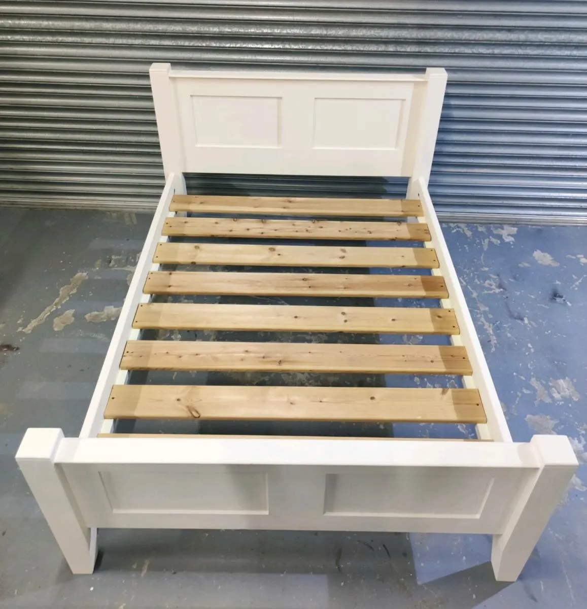 4ft6" solid ivory double bed frame *delivery - Image 3