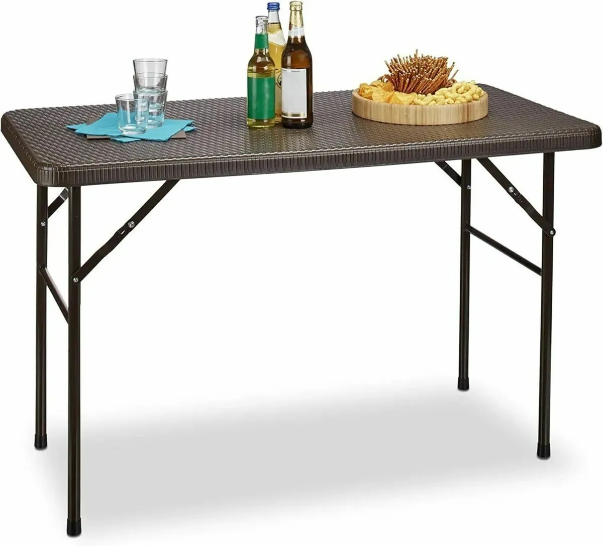 Rattan Look Weatherproof Folding Garden Table - Image 1
