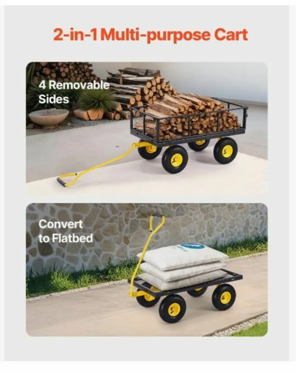 Steel Garden Cart 900lb Capacity Heavy - Image 3