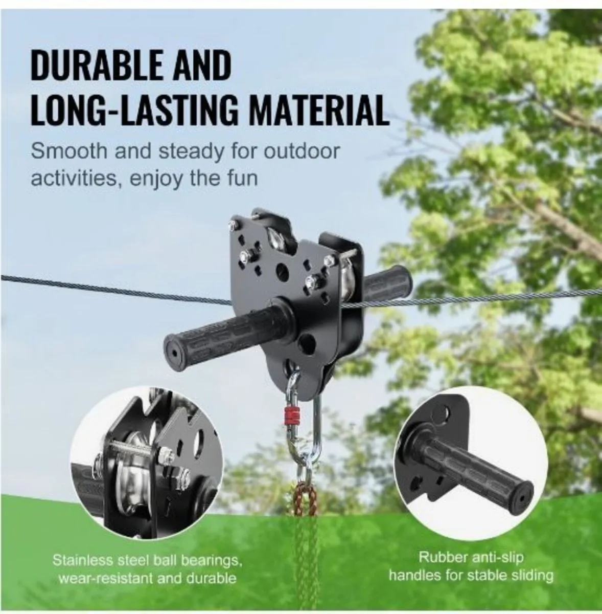 Zipline Kit for Kids and Adult, 120 ft Zip Line - Image 2