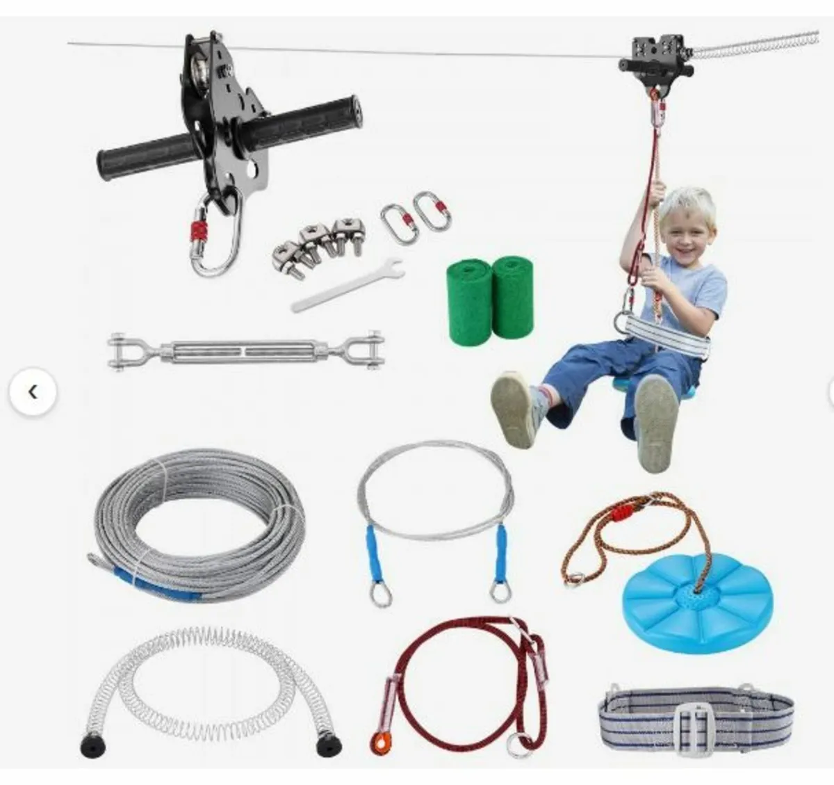 Zipline Kit for Kids and Adult, 120 ft Zip Line - Image 1