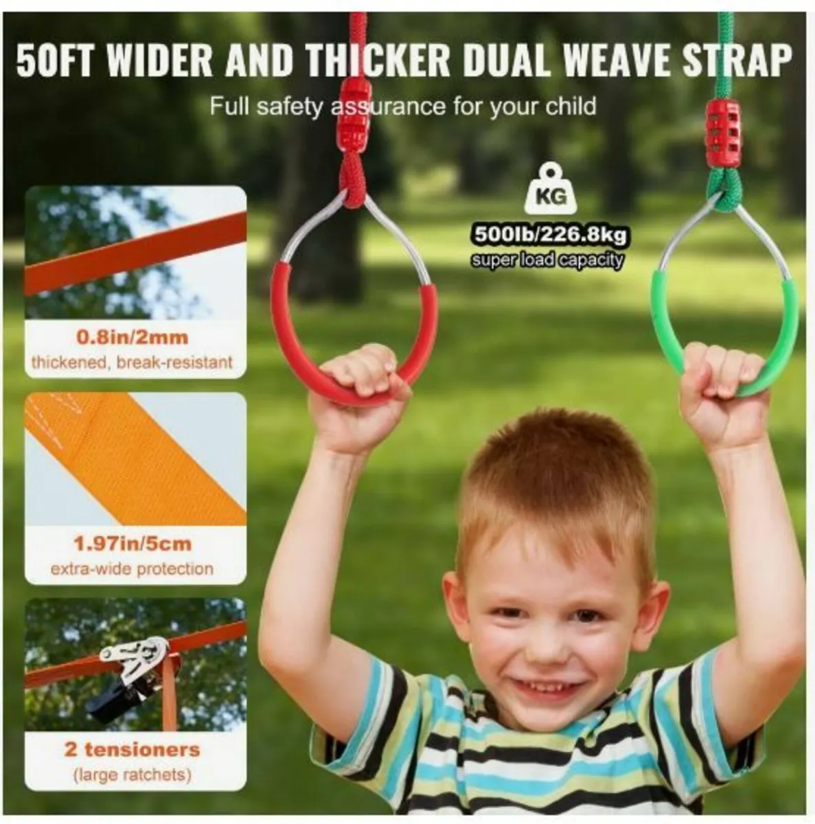 2x50 ft Ninja Warrior Obstacle Course Kids Outdoo - Image 3