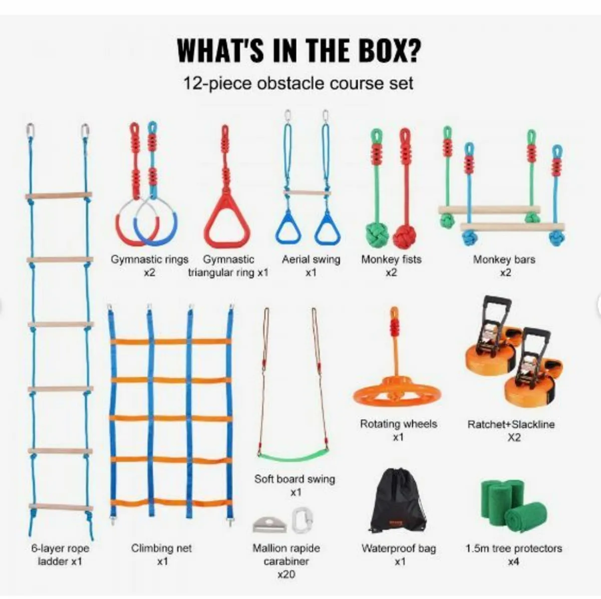 2x50 ft Ninja Warrior Obstacle Course Kids Outdoo - Image 4