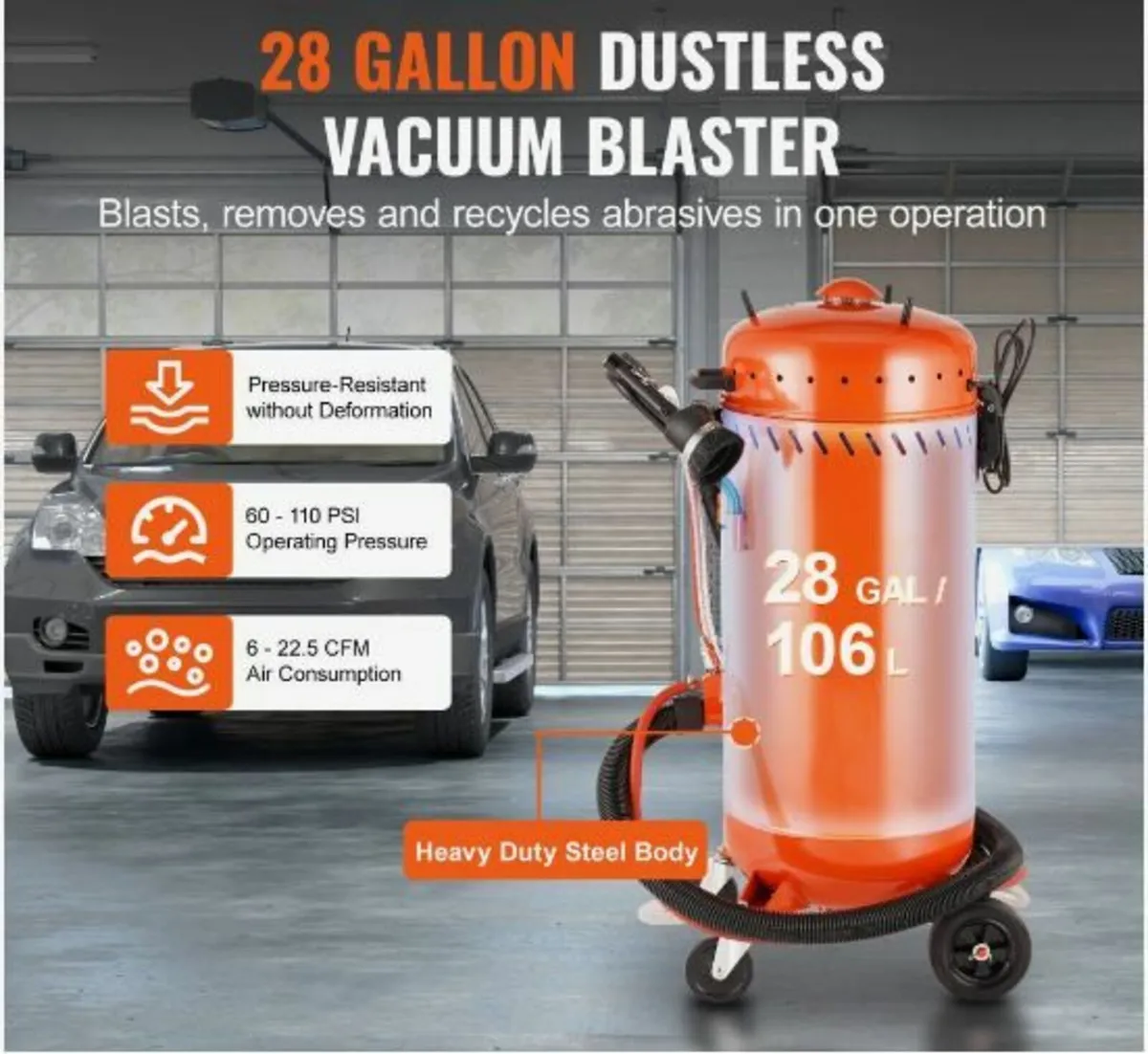 28 Gal Vacuum Sand Blaster Dustless Sandblaster - Image 2