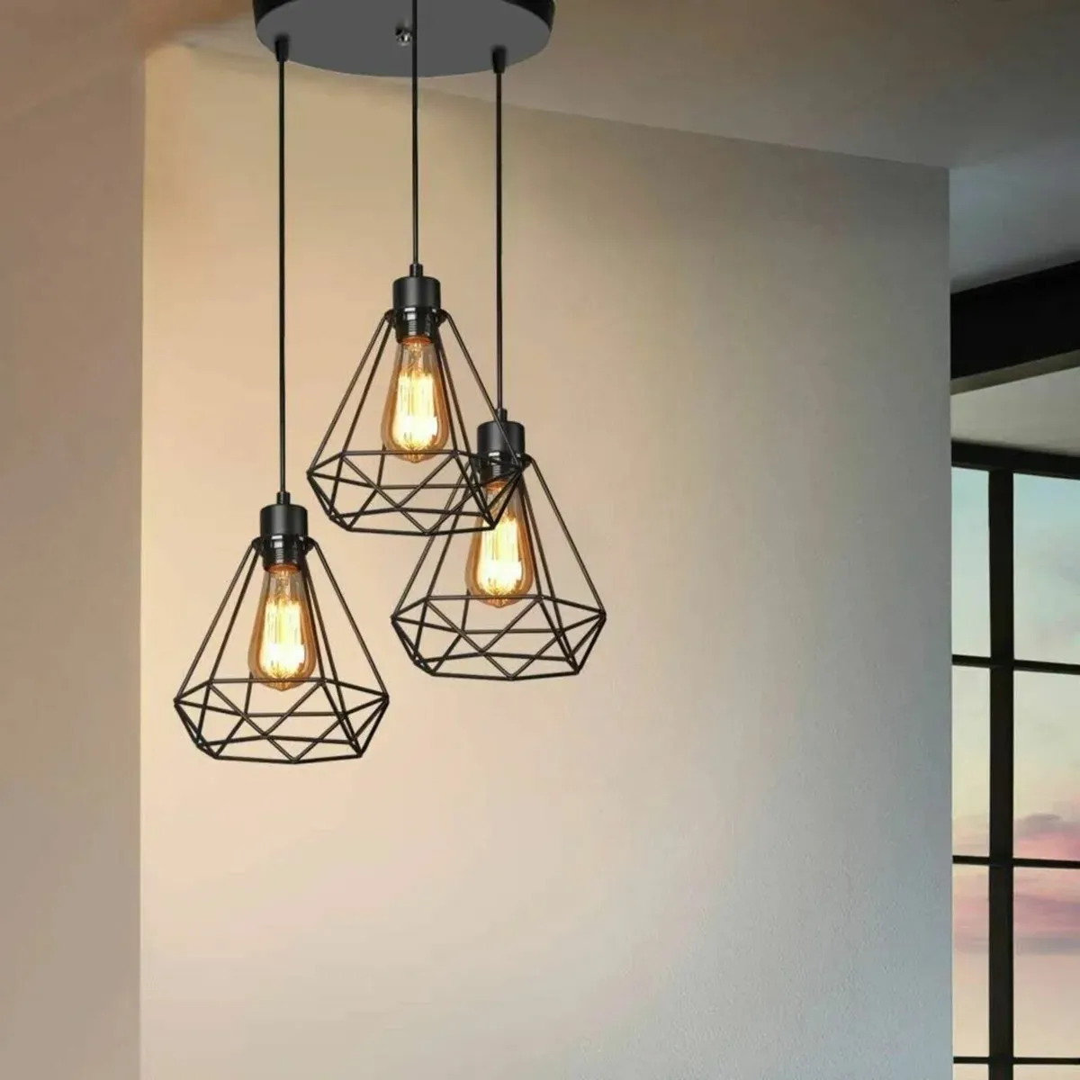 Vintage 3-light ceiling pendant lamp - Image 3