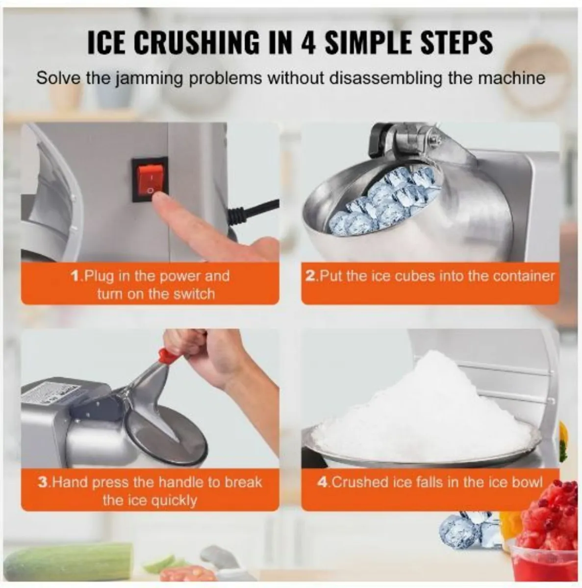 Electric Ice Crusher Machine 220LBS/Hr Snow Cone - Image 2