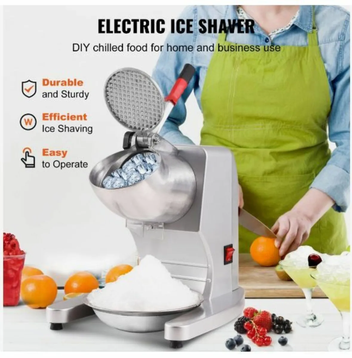 Electric Ice Crusher Machine 220LBS/Hr Snow Cone - Image 3
