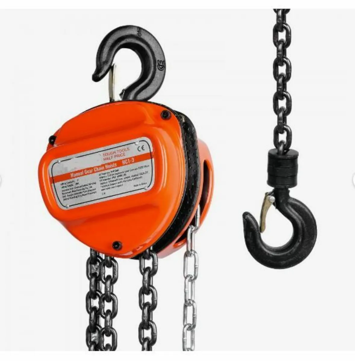 Manual Chain Hoist, 1 Ton 2200 lbs Capacity - Image 1