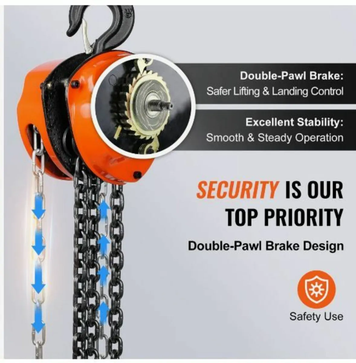 Manual Chain Hoist, 1 Ton 2200 lbs Capacity - Image 3