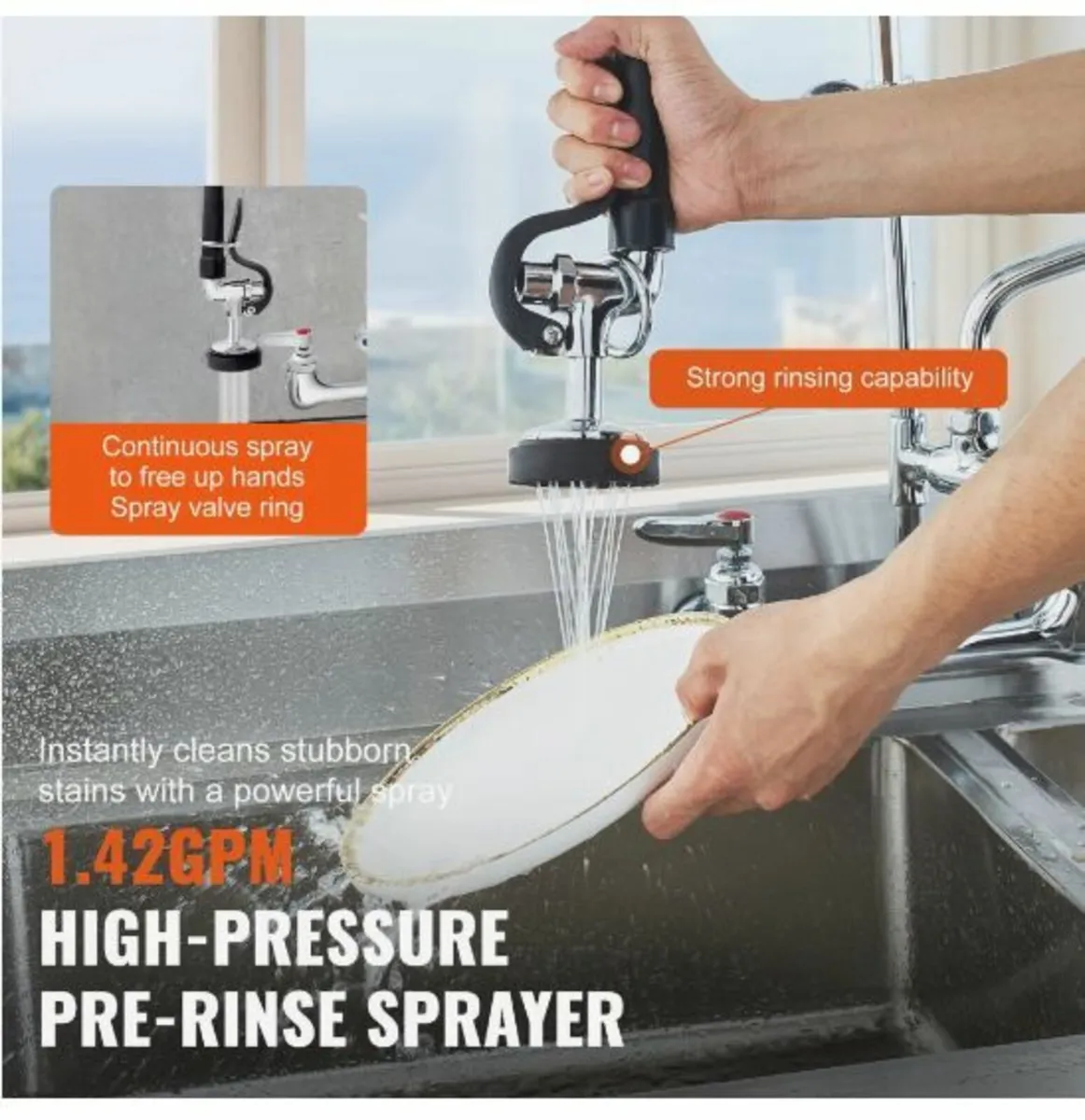 Commercial Faucet with Pre-Rinse Sprayer - Image 2