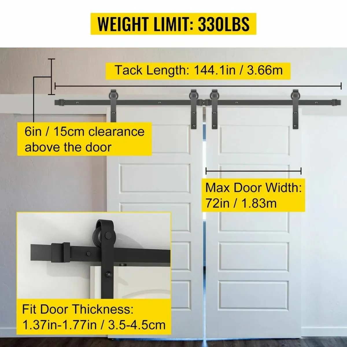 Sliding Barn Door Hardware Kit 12FT Barn Door Kit - Image 3