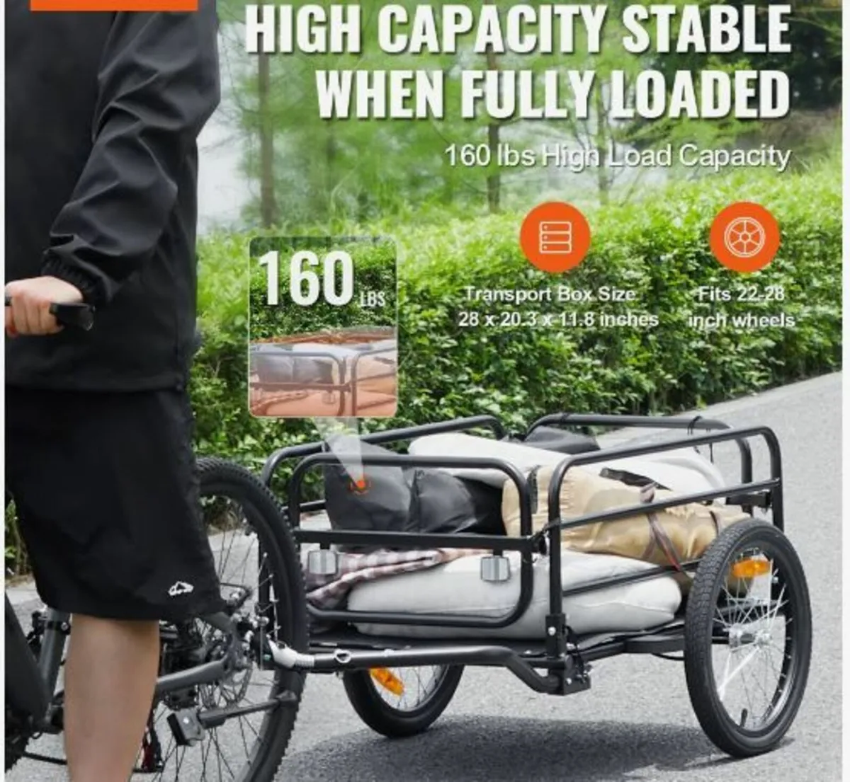 Bike Cargo Trailer, 72.5 kg Load Capacity - Image 3