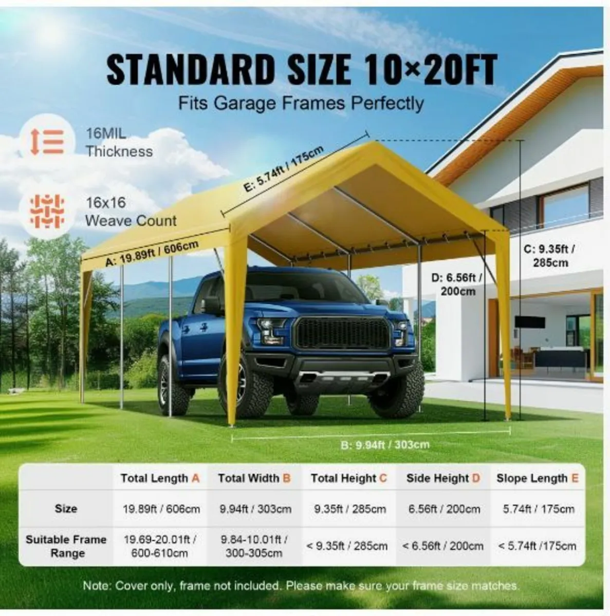 Carport Replacement Canopy Cover 10 x 20 ft - Image 4