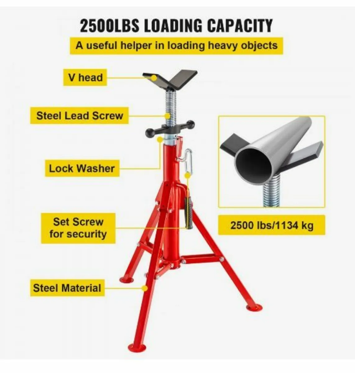 V Head Pipe Stand Adjustable Height 28-52 inch - Image 4