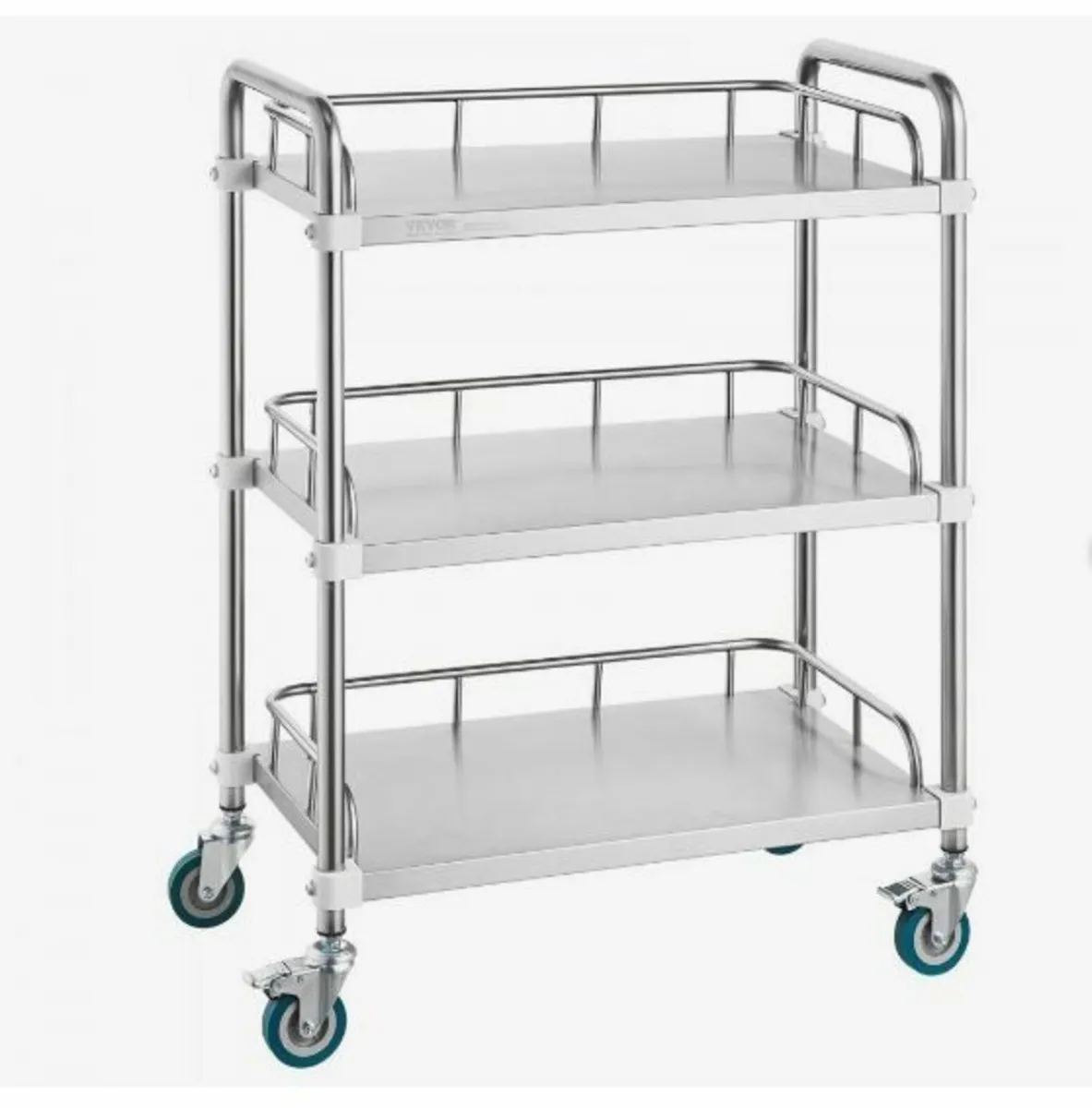 Lab Rolling Cart, 3-Shelf Stainless Steel Rolling - Image 1