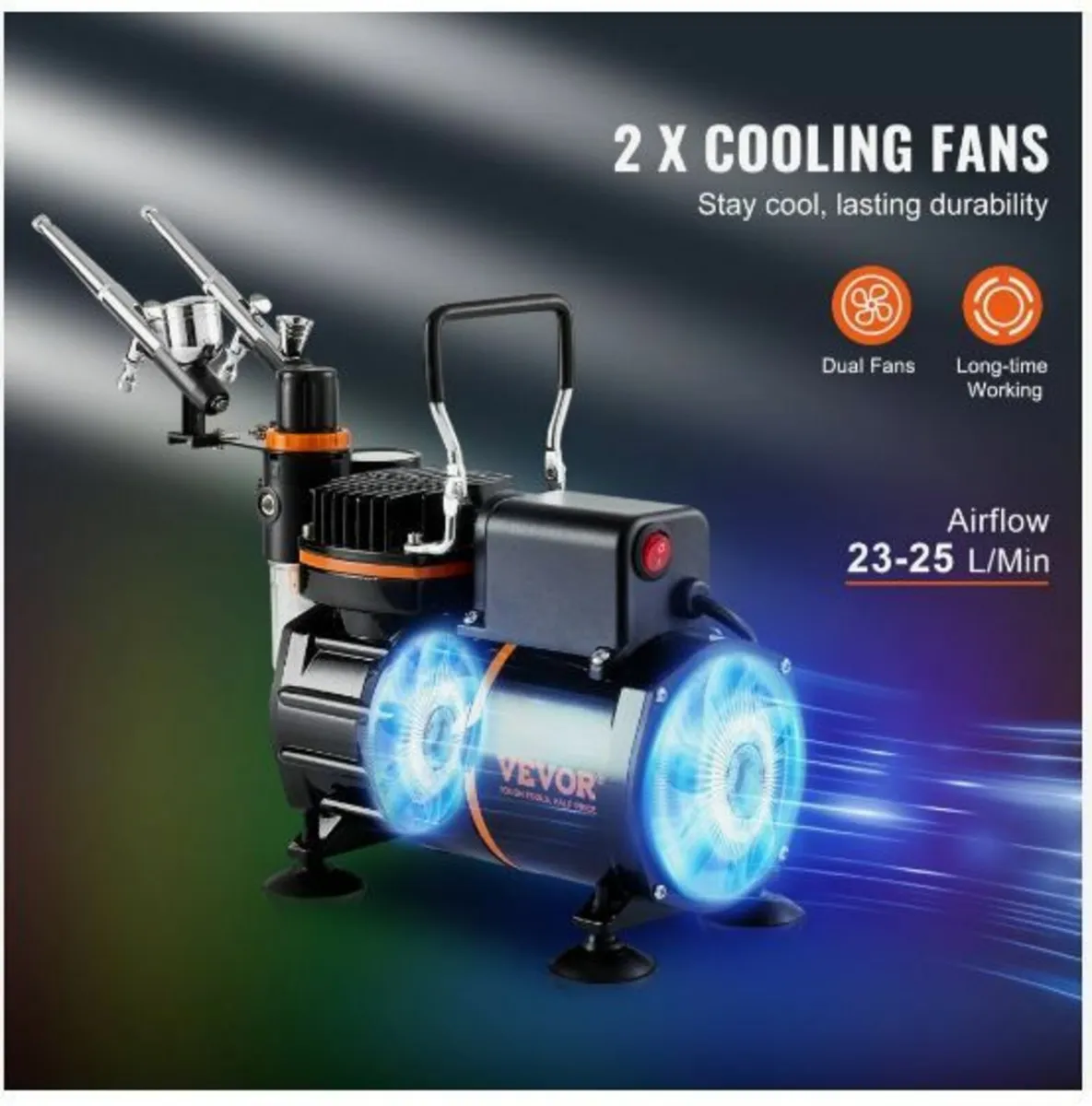 Airbrush Kit Dual Fan Air Compressor - Image 4