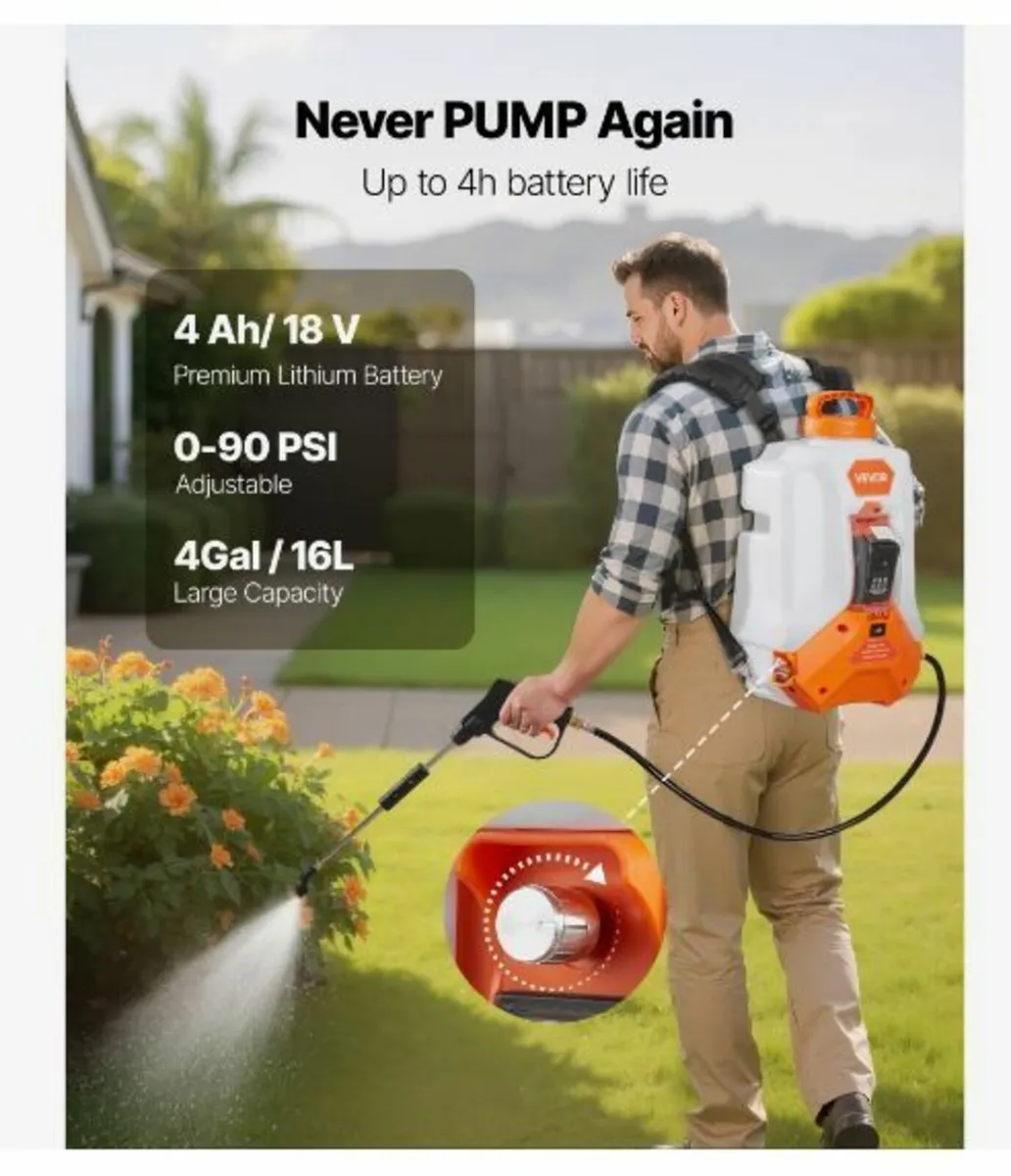 4 Gal Battery Powered Backpack Sprayer - Image 3