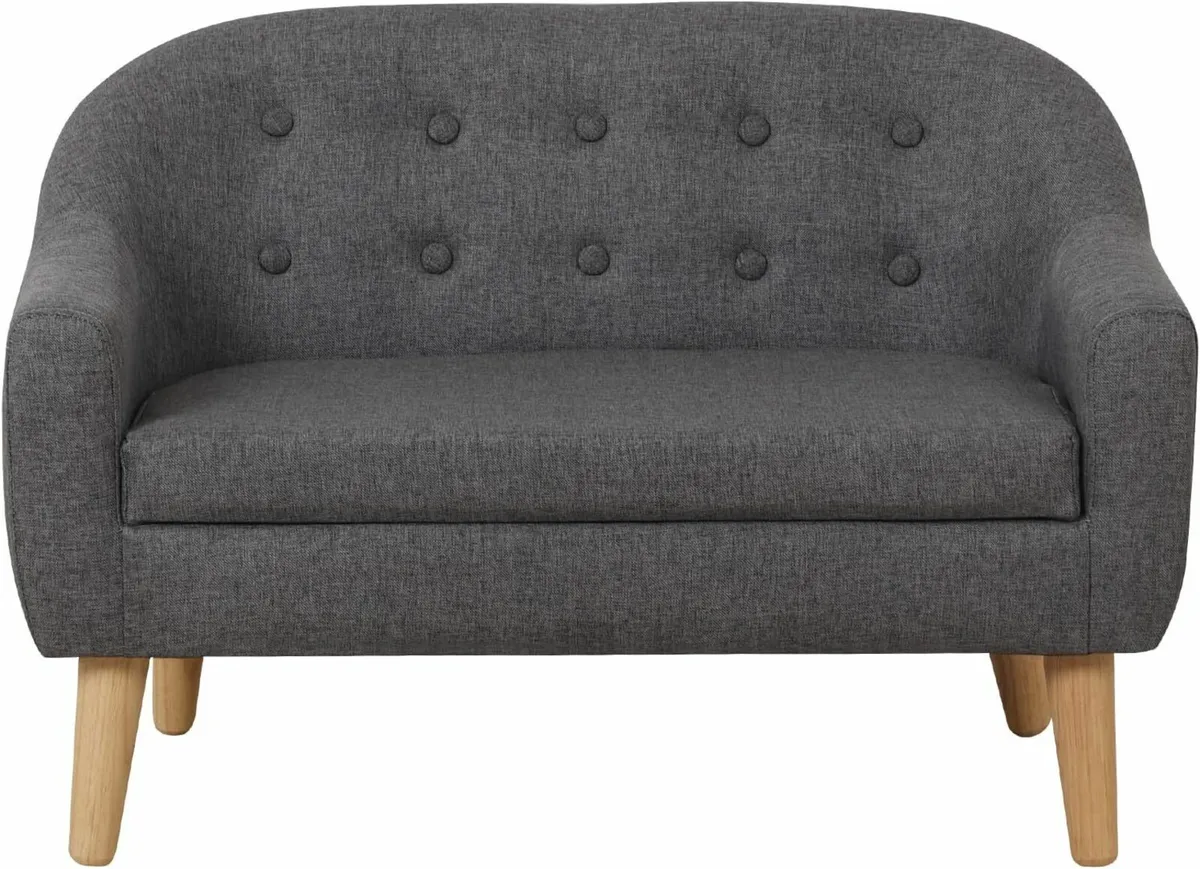 Fabric Children Sofa, 2 Seater Kids Couch Gray - Image 1
